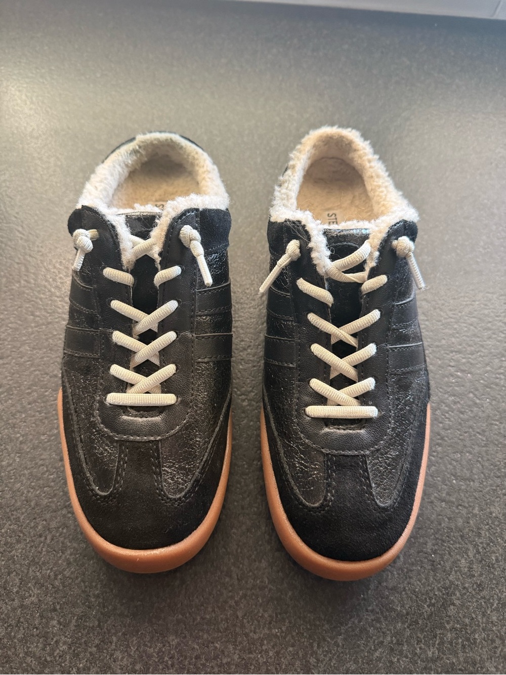 Steve Madden Leather/ Suede Fur Lined Sneakers with Gum Sole